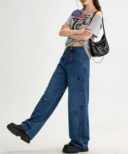 HOOK(フック)の「アメリカンフラッグプリント ワンショルダーTシャツ (SS)(Tシャツ/カットソー・レディース・グレー/ホワイト・S/M)」の20枚目の写真