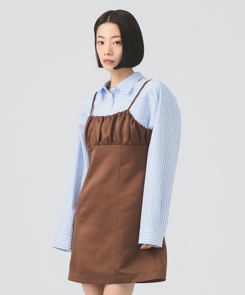 Ray BEAMS（レイビームス）の「サテン ミニ キャミソール ワンピース（ワンピース・レディース・ブラック/ブラウン・0/1）」の6枚目の写真