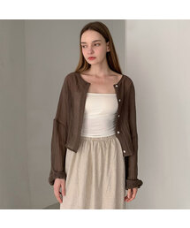 Sheer Linkle Round Linen Blouse (3colors)
