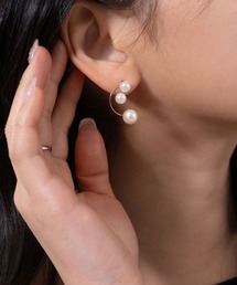 3連 カーブ パール ピアス