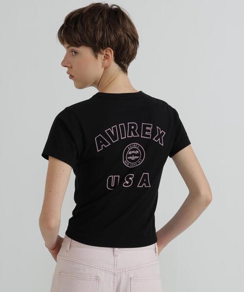 AVIREX（アヴィレックス）の「VARSITY LOGO MINI T-SHIRT（Tシャツ/カットソー・レディース・ブラック/ピンク/ホワイト・M/S）」の3枚目の写真