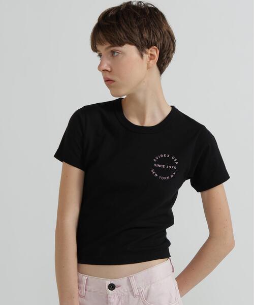 AVIREX（アヴィレックス）の「VARSITY LOGO MINI T-SHIRT（Tシャツ/カットソー・レディース・ブラック/ピンク/ホワイト・M/S）」の4枚目の写真