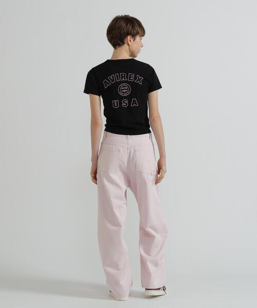 AVIREX（アヴィレックス）の「VARSITY LOGO MINI T-SHIRT（Tシャツ/カットソー・レディース・ブラック/ピンク/ホワイト・M/S）」の5枚目の写真