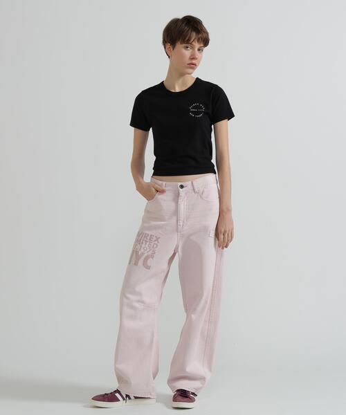 AVIREX（アヴィレックス）の「VARSITY LOGO MINI T-SHIRT（Tシャツ/カットソー・レディース・ブラック/ピンク/ホワイト・M/S）」の6枚目の写真