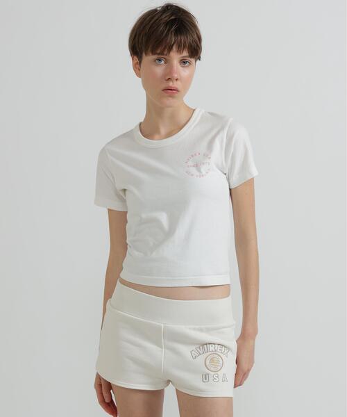 AVIREX（アヴィレックス）の「VARSITY LOGO MINI T-SHIRT（Tシャツ/カットソー・レディース・ブラック/ピンク/ホワイト・M/S）」の19枚目の写真