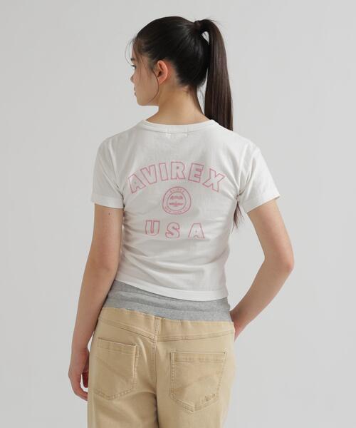 AVIREX（アヴィレックス）の「VARSITY LOGO MINI T-SHIRT（Tシャツ/カットソー・レディース・ブラック/ピンク/ホワイト・M/S）」の22枚目の写真