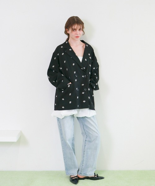 mic by Olu.(ミックバイオルドット)の「< ZOZOTOWN限定 >フラワーエンブロイダリ―ジャケット(テーラードジャケット・レディース・グレー/ブラック・FREE)」の12枚目の写真