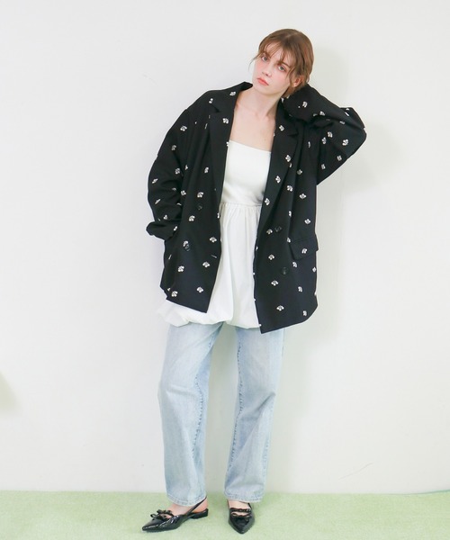 mic by Olu.(ミックバイオルドット)の「< ZOZOTOWN限定 >フラワーエンブロイダリ―ジャケット(テーラードジャケット・レディース・グレー/ブラック・FREE)」の18枚目の写真