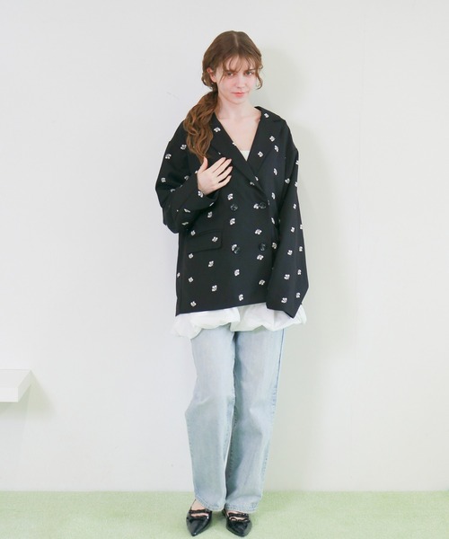 mic by Olu.(ミックバイオルドット)の「< ZOZOTOWN限定 >フラワーエンブロイダリ―ジャケット(テーラードジャケット・レディース・グレー/ブラック・FREE)」の16枚目の写真