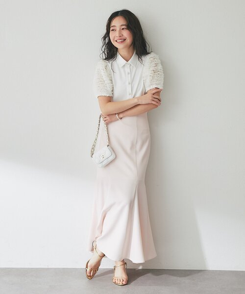 La boutique BonBon（ラブティックボンボン）の「フリルチュールスリーブビジュー釦ブラウス（シャツ/ブラウス・レディース・ブラック/ホワイト・FREE）」の6枚目の写真