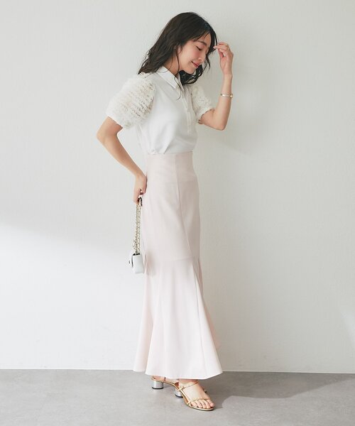 La boutique BonBon（ラブティックボンボン）の「フリルチュールスリーブビジュー釦ブラウス（シャツ/ブラウス・レディース・ブラック/ホワイト・FREE）」の8枚目の写真