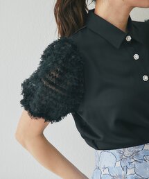 La boutique BonBon | フリルチュールスリーブビジュー釦ブラウス(シャツ/ブラウス)