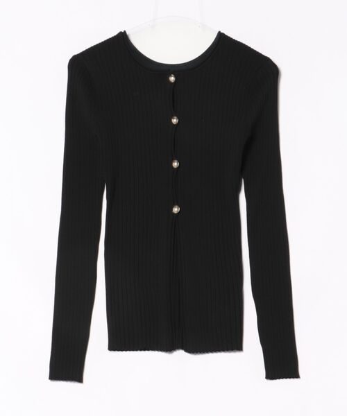 CLANE（クラネ）の「CLANE/クラネ/W FACE GOLD BUTTON KNIT TOPS（カーディガン/ボレロ・レディース・ブラック/アイボリー・1）」の16枚目の写真