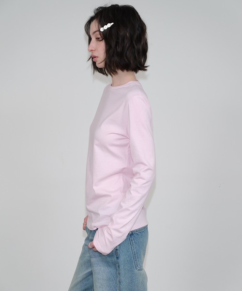 SOLWEIGE(ソルヴェイグ)の「【SOLWEIGE】コットンクルーネック長袖Tシャツ(Tシャツ/カットソー・レディース・ホワイト/ライトピンク・S/M/L)」の5枚目の写真