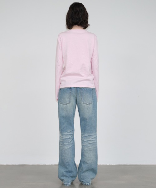 SOLWEIGE(ソルヴェイグ)の「【SOLWEIGE】コットンクルーネック長袖Tシャツ(Tシャツ/カットソー・レディース・ホワイト/ライトピンク・S/M/L)」の8枚目の写真