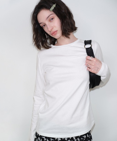 SOLWEIGE(ソルヴェイグ)の「【SOLWEIGE】コットンクルーネック長袖Tシャツ(Tシャツ/カットソー・レディース・ホワイト/ライトピンク・S/M/L)」の12枚目の写真