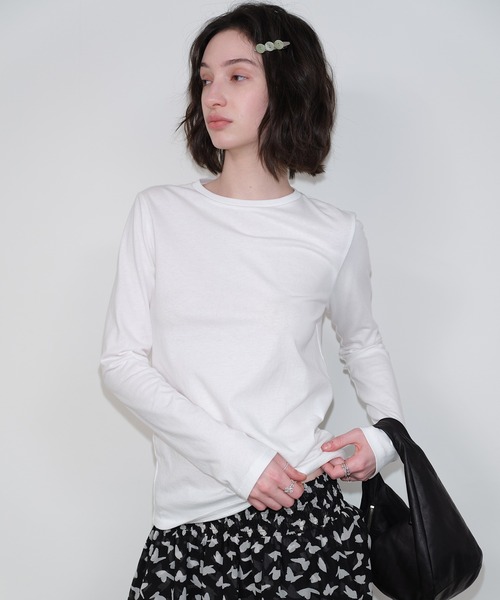 SOLWEIGE(ソルヴェイグ)の「【SOLWEIGE】コットンクルーネック長袖Tシャツ(Tシャツ/カットソー・レディース・ホワイト/ライトピンク・S/M/L)」の13枚目の写真