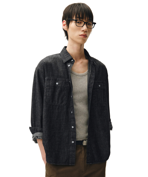 DECET（デケト）の「Relax Work Denim Shirts DCSH014Black（シャツ/ブラウス・メンズ・その他・SMALL/MEDIUM/LARGE）」の5枚目の写真