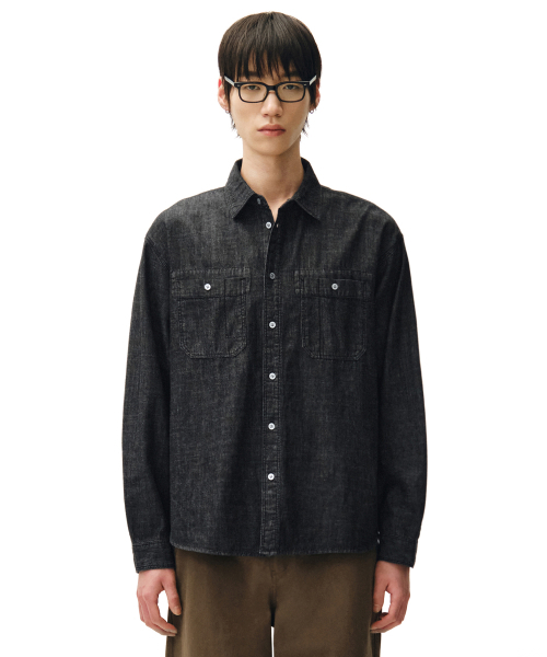 DECET（デケト）の「Relax Work Denim Shirts DCSH014Black（シャツ/ブラウス・メンズ・その他・SMALL/MEDIUM/LARGE）」の6枚目の写真