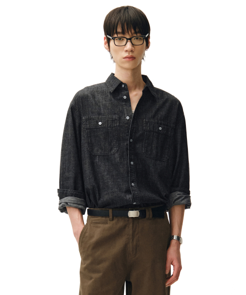 DECET（デケト）の「Relax Work Denim Shirts DCSH014Black（シャツ/ブラウス・メンズ・その他・SMALL/MEDIUM/LARGE）」の9枚目の写真