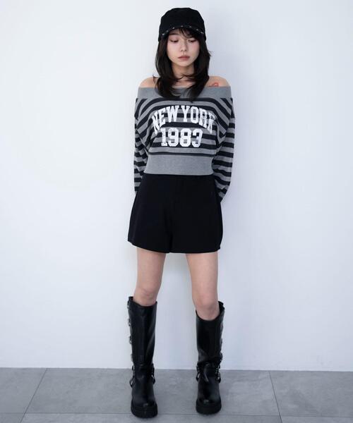 WEGO（ウィゴー）の「WEGO/【26年春新作】グラフィックオフショルショートスウェット（スウェット・レディース・杢グレー/その他1・FREE）」の4枚目の写真