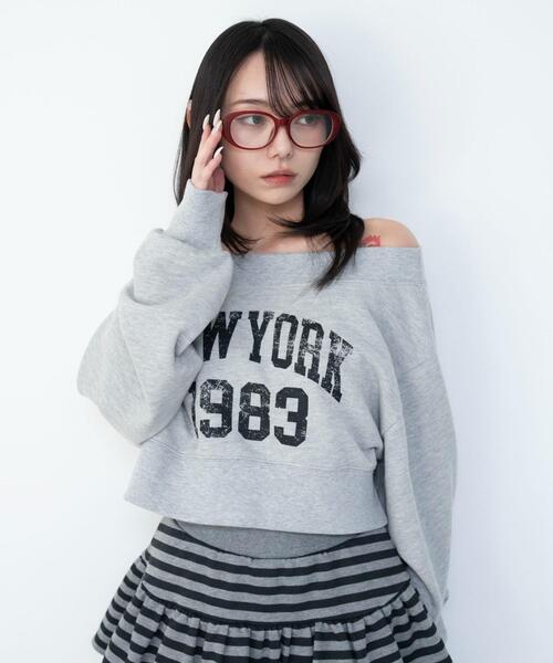 WEGO（ウィゴー）の「WEGO/【26年春新作】グラフィックオフショルショートスウェット（スウェット・レディース・杢グレー/その他1・FREE）」の8枚目の写真