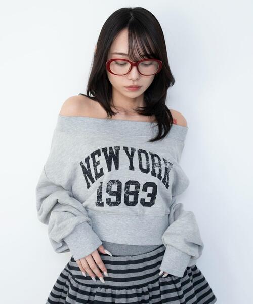 WEGO（ウィゴー）の「WEGO/【26年春新作】グラフィックオフショルショートスウェット（スウェット・レディース・杢グレー/その他1・FREE）」の9枚目の写真