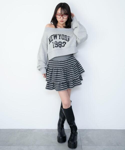 WEGO（ウィゴー）の「WEGO/【26年春新作】グラフィックオフショルショートスウェット（スウェット・レディース・杢グレー/その他1・FREE）」の10枚目の写真