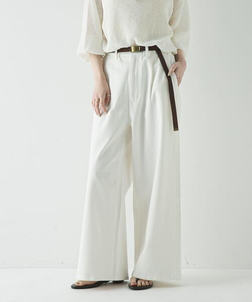 URBAN RESEARCH(アーバンリサーチ)の「『3サイズ展開』綿麻デニムイージーパンツ(デニムパンツ・レディース・ホワイト/ライトブルー・40/38/36)」の3枚目の写真