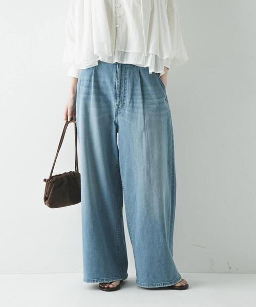 URBAN RESEARCH(アーバンリサーチ)の「『3サイズ展開』綿麻デニムイージーパンツ(デニムパンツ・レディース・ホワイト/ライトブルー・40/38/36)」の15枚目の写真