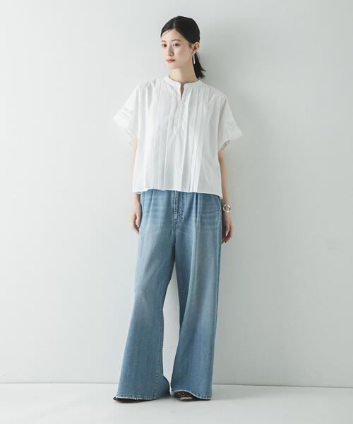 URBAN RESEARCH（アーバンリサーチ）の「『3サイズ展開』綿麻デニムイージーパンツ（デニムパンツ・レディース・ホワイト/ライトブルー/ブラック・40/38/36）」の9枚目の写真