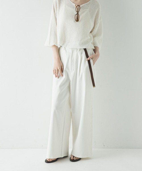 URBAN RESEARCH（アーバンリサーチ）の「綿麻デニムイージーパンツ（デニムパンツ・レディース・ホワイト/ライトブルー・40/38/36）」の7枚目の写真