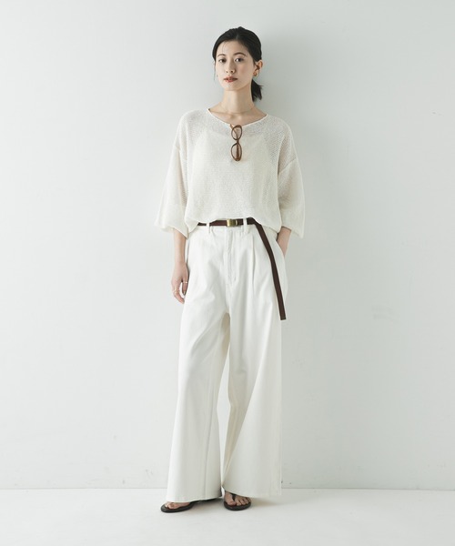 URBAN RESEARCH（アーバンリサーチ）の「綿麻デニムイージーパンツ（デニムパンツ・レディース・ホワイト/ライトブルー・40/38/36）」の9枚目の写真