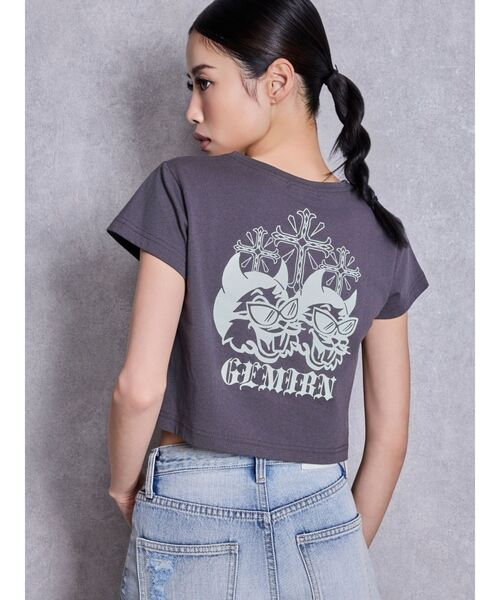GYDA(ジェイダ)の「GEMIBUNNYショートTシャツ(Tシャツ/カットソー・レディース・ピンク/ブラック/オフホワイト/チャコールグレー・FREE)」の3枚目の写真