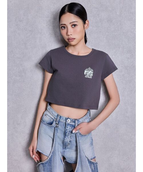 GYDA(ジェイダ)の「GEMIBUNNYショートTシャツ(Tシャツ/カットソー・レディース・ピンク/ブラック/オフホワイト/チャコールグレー・FREE)」の9枚目の写真