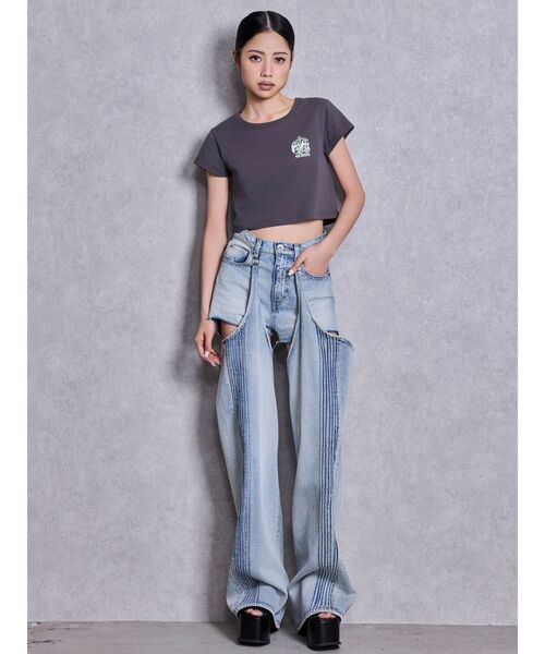 GYDA(ジェイダ)の「GEMIBUNNYショートTシャツ(Tシャツ/カットソー・レディース・ピンク/ブラック/オフホワイト/チャコールグレー・FREE)」の11枚目の写真