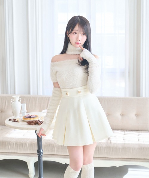 Rose Muse(ロゼミューズ)の「Tuck flare pants skirt(スカート・レディース・ピンク/アイボリー・SMALL/MEDIUM)」の3枚目の写真