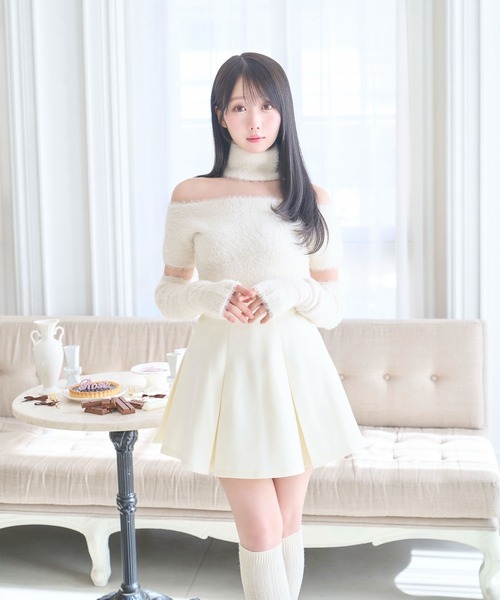 Rose Muse(ロゼミューズ)の「Tuck flare pants skirt(スカート・レディース・ピンク/アイボリー・SMALL/MEDIUM)」の4枚目の写真