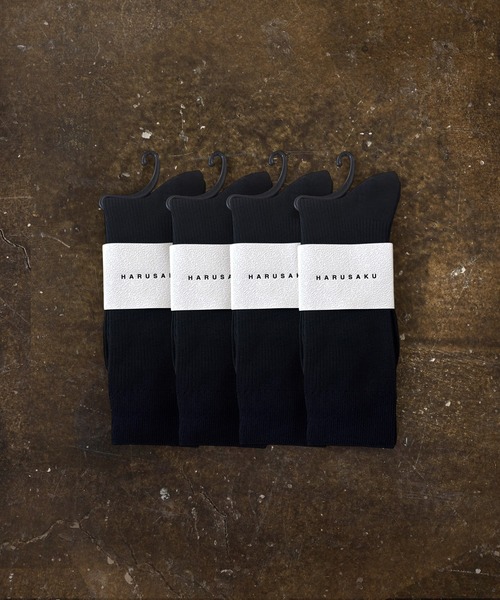 HARUSAKU CC(ハルサクシーシー)の「HARUSAKU CC:Mens PLAIN RIB BLACK SOCKS 4P SET(ソックス/靴下・メンズ・ブラック・L/M)」の1枚目の写真
