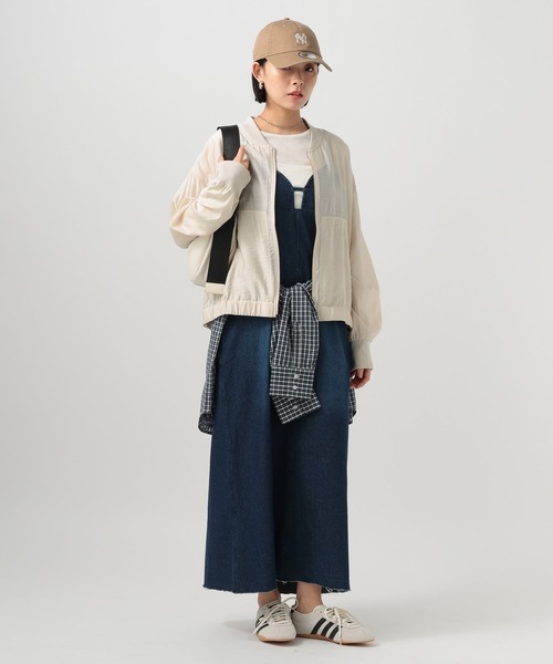 BAYFLOW（ベイフロー）の「[シルエット調整可能]シアーリブブルゾン（ブルゾン・レディース・サンドベージュ/ブラック/アイボリー・FREE）」の4枚目の写真