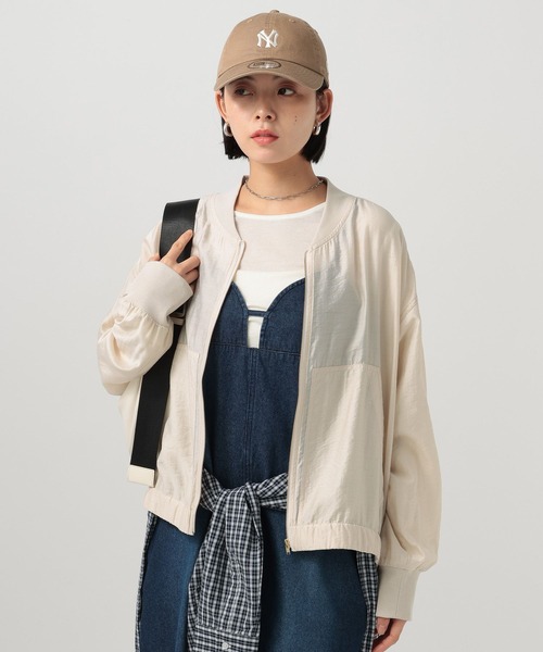 BAYFLOW（ベイフロー）の「[シルエット調整可能]シアーリブブルゾン（ブルゾン・レディース・サンドベージュ/ブラック/アイボリー・FREE）」の8枚目の写真