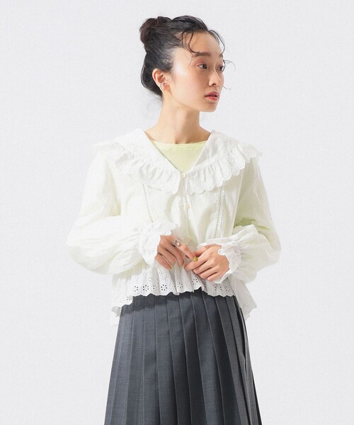 BEAMS BOY(ビームスボーイ)の「カットワーク ブラウス(シャツ/ブラウス・レディース・オフホワイト/ブラック・1/2)」の1枚目の写真