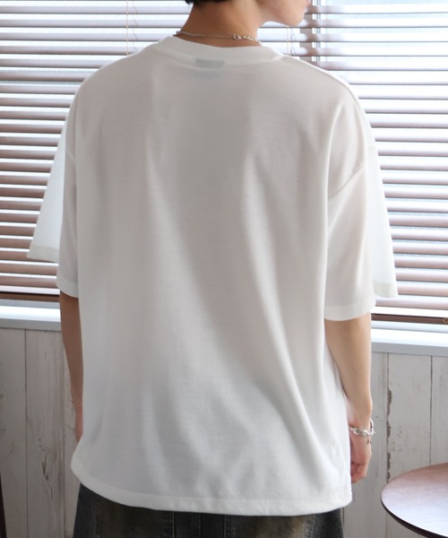Tom＆Jerry（トムアンドジェリー）の「【Tom & Jerry/トム & ジェリー】梨地ニットポケット 裾ドロスト 半袖Tシャツ　COOLMAX（Tシャツ/カットソー・メンズ・スミクロ/グレイッシュベージュ/オフホワイト/ブルーグレー・M/L/LL）」の8枚目の写真