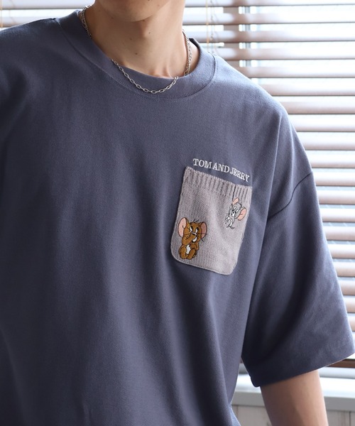 Tom＆Jerry（トムアンドジェリー）の「【Tom & Jerry/トム & ジェリー】梨地ニットポケット 裾ドロスト 半袖Tシャツ　COOLMAX（Tシャツ/カットソー・メンズ・スミクロ/グレイッシュベージュ/オフホワイト/ブルーグレー・M/L/LL）」の10枚目の写真