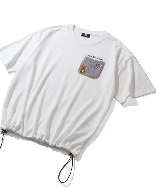 Tom＆Jerry（トムアンドジェリー）の「【Tom & Jerry/トム & ジェリー】梨地ニットポケット 裾ドロスト 半袖Tシャツ　COOLMAX（Tシャツ/カットソー・メンズ・スミクロ/グレイッシュベージュ/オフホワイト/ブルーグレー・M/L/LL）」の22枚目の写真