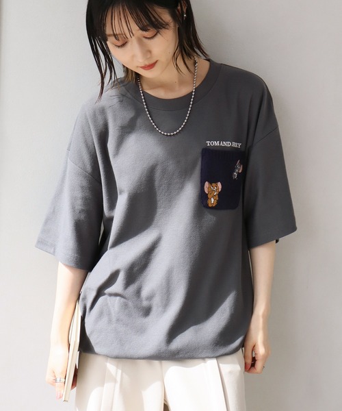Tom＆Jerry（トムアンドジェリー）の「【Tom & Jerry/トム & ジェリー】梨地ニットポケット 裾ドロスト 半袖Tシャツ　COOLMAX（Tシャツ/カットソー・メンズ・スミクロ/グレイッシュベージュ/オフホワイト/ブルーグレー・M/L/LL）」の15枚目の写真