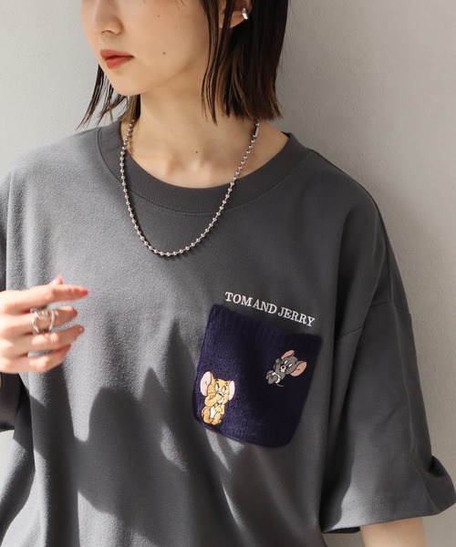 Tom＆Jerry（トムアンドジェリー）の「【Tom & Jerry/トム & ジェリー】梨地ニットポケット 裾ドロスト 半袖Tシャツ　COOLMAX（Tシャツ/カットソー・メンズ・スミクロ/グレイッシュベージュ/オフホワイト/ブルーグレー・M/L/LL）」の17枚目の写真