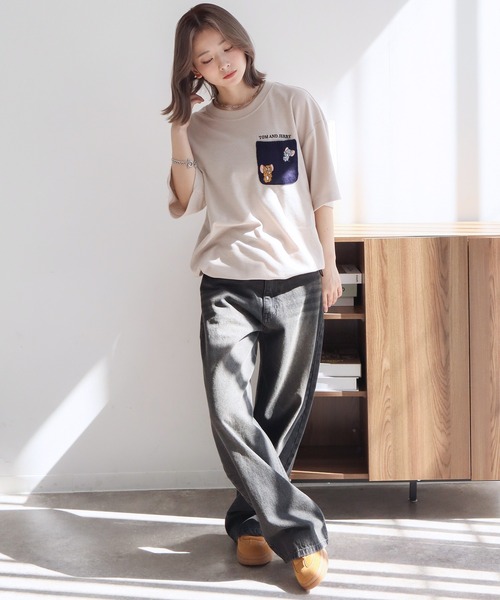 Tom＆Jerry（トムアンドジェリー）の「【Tom & Jerry/トム & ジェリー】梨地ニットポケット 裾ドロスト 半袖Tシャツ　COOLMAX（Tシャツ/カットソー・メンズ・スミクロ/グレイッシュベージュ/オフホワイト/ブルーグレー・M/L/LL）」の21枚目の写真