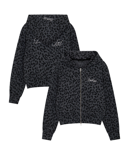 DRUNKTXT(ドランクテキスト)の「Hotfix Leopard Zip-Up Hoodie Black(パーカー・レディース・その他・FREE)」の1枚目の写真