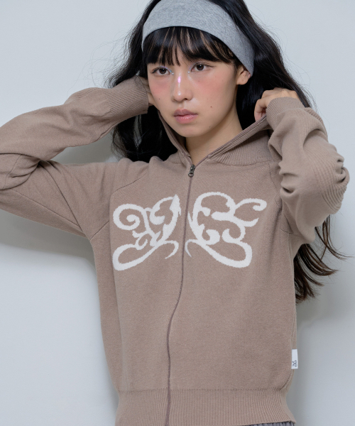 FANCY CLUB（ファンシークラブ）の「レギュラーニットジップアップ（モカ）_F24ZA962（ニット/セーター・レディース・その他・ONE）」の4枚目の写真